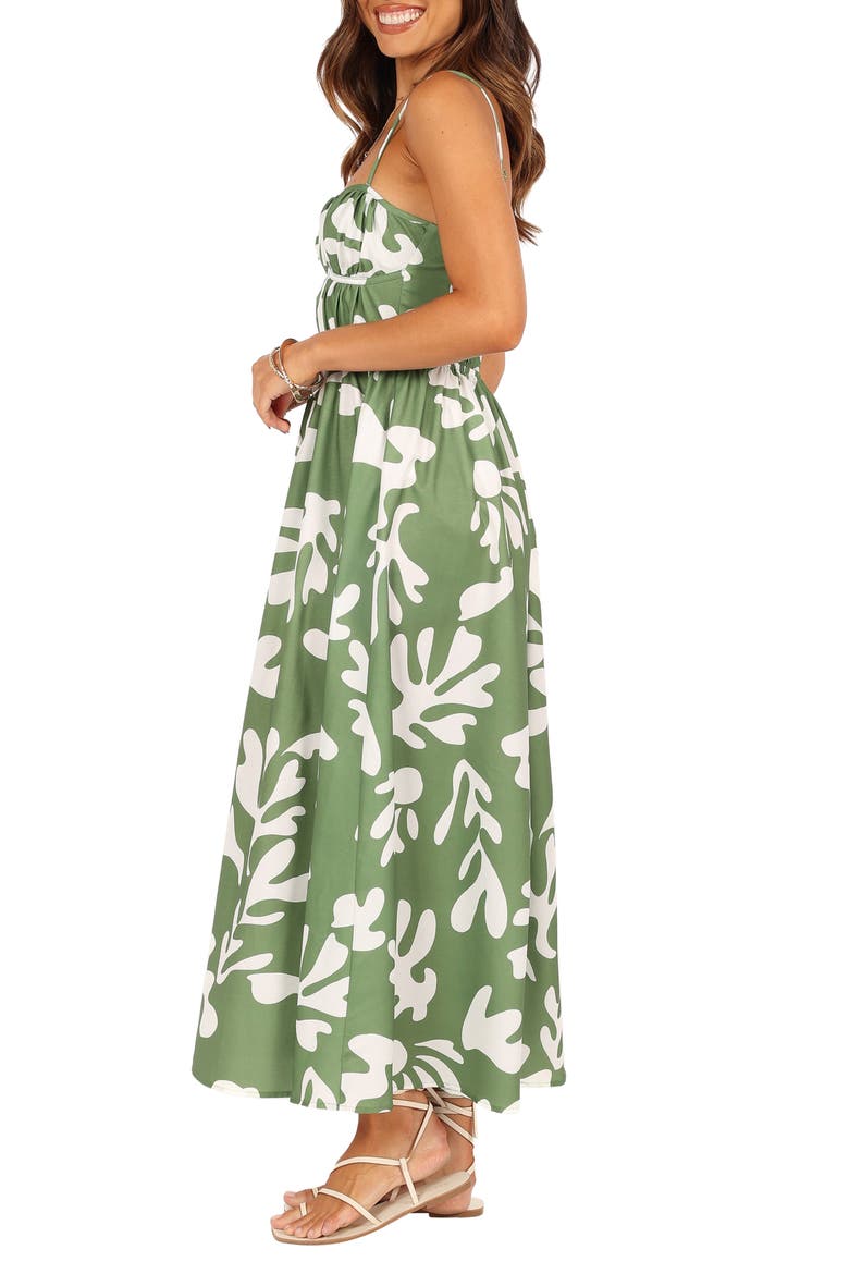 Payton Print Sleeveless Maxi Dress, Alternate, color, KHAKI
