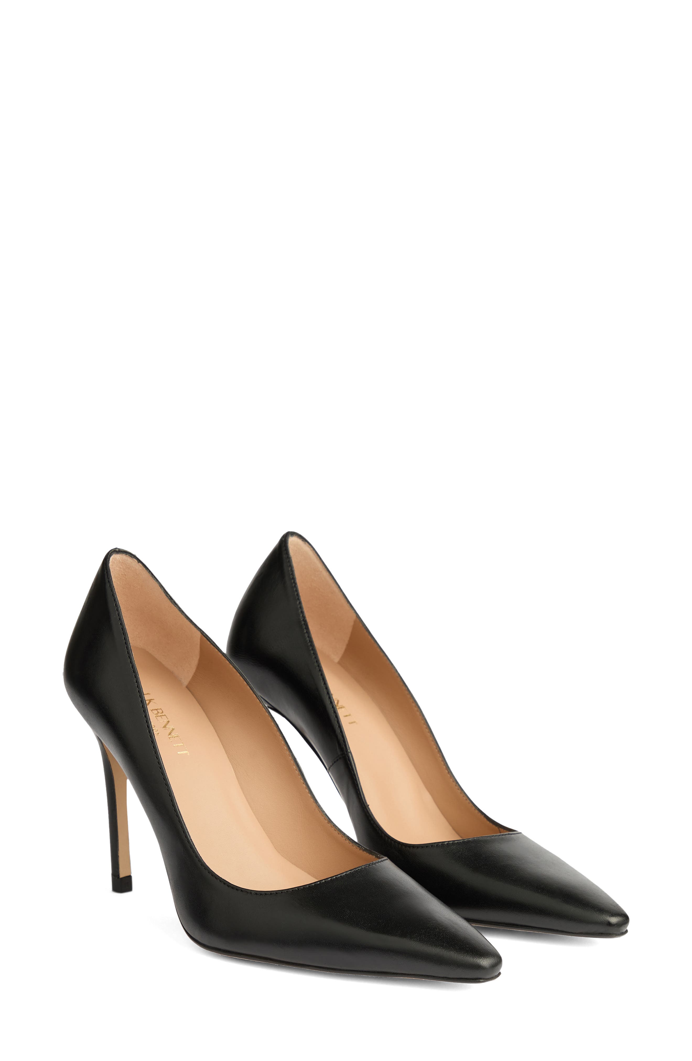 LK Bennett Fern Pointed Toe Pump, Main, color, Black Smooth Leather