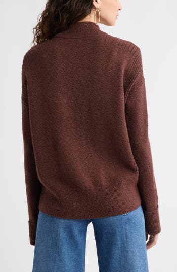 Rib Detail Mock Neck Sweater