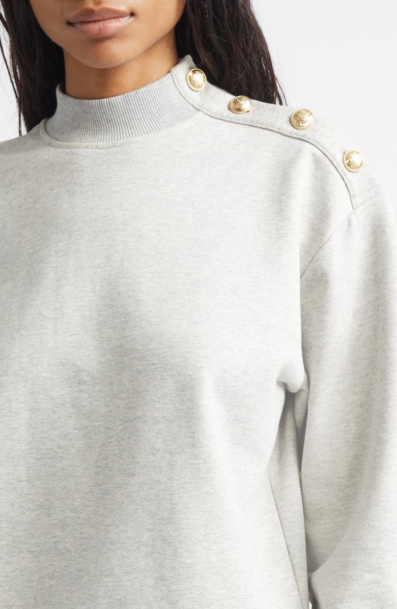 Derek Lam 10 Crosby Hylda Button Accent Cotton Sweatshirt, Alternate, color,