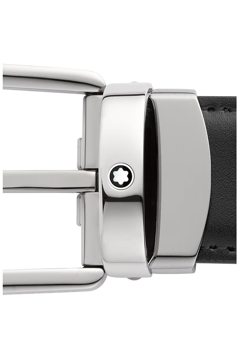 Horseshoe Buckle Reversible Leather Belt, Alternate, color, BLACK