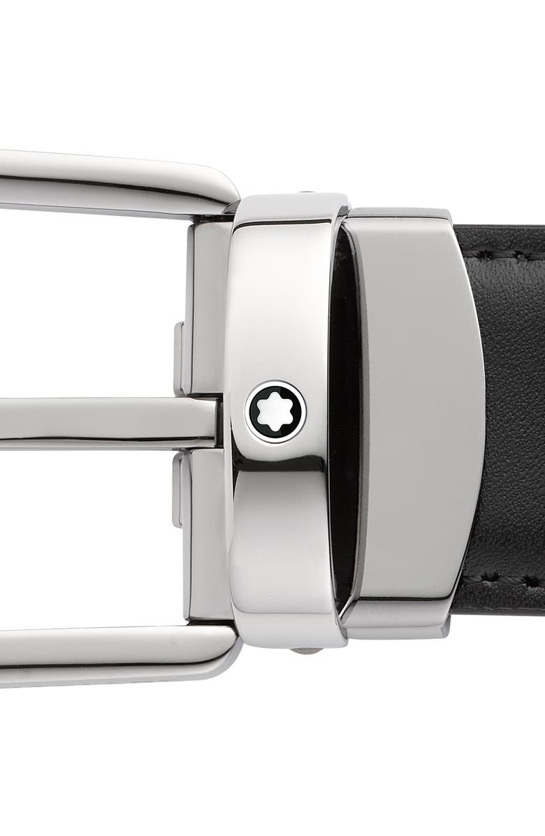 Montblanc Horseshoe Buckle Reversible Leather Belt, Alternate, color, Black
