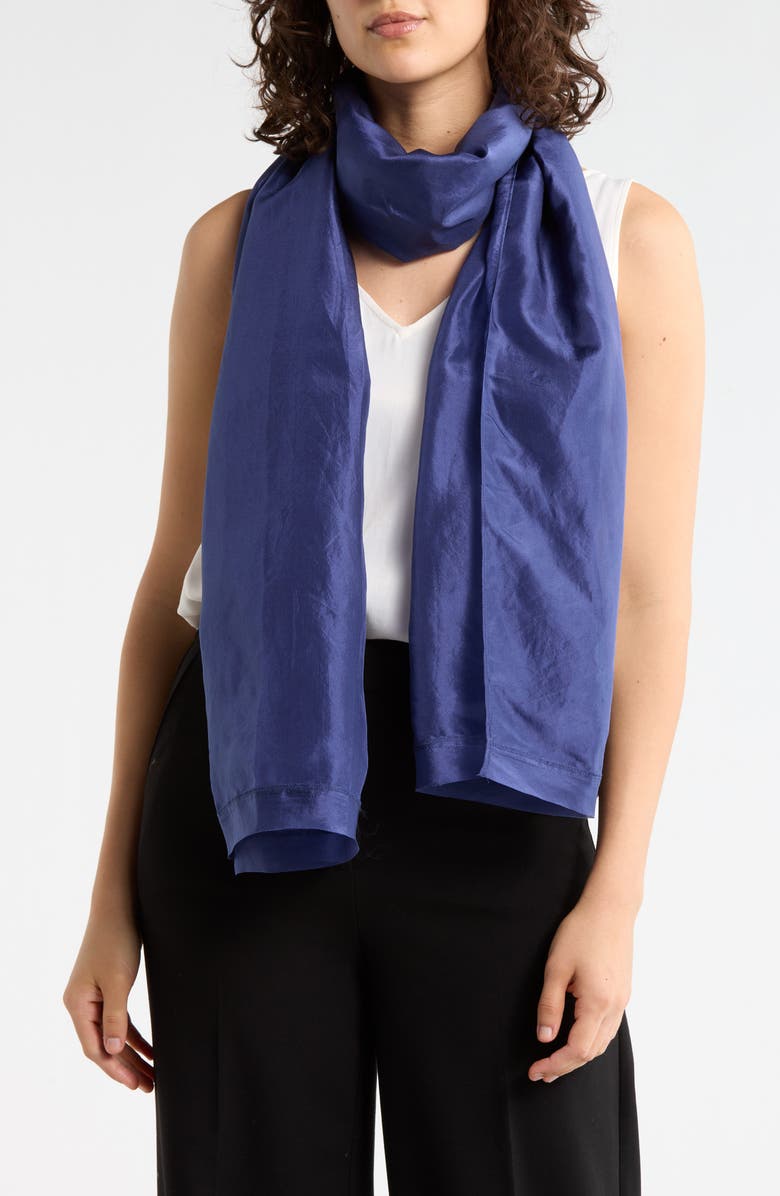 Eileen Fisher Washed Silk Scarf, Main, color, Bluette