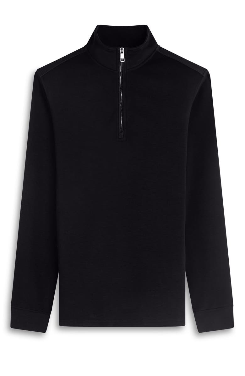 Bugatchi Soft Touch Quarter Zip Sweatshirt, Alternate, color, Black