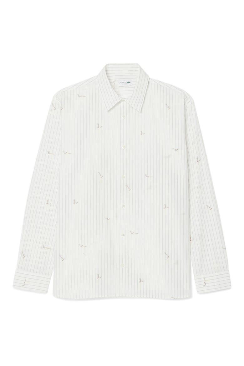 Stripe Jacquard Print Button-Up Shirt, Alternate, color, FLOUR