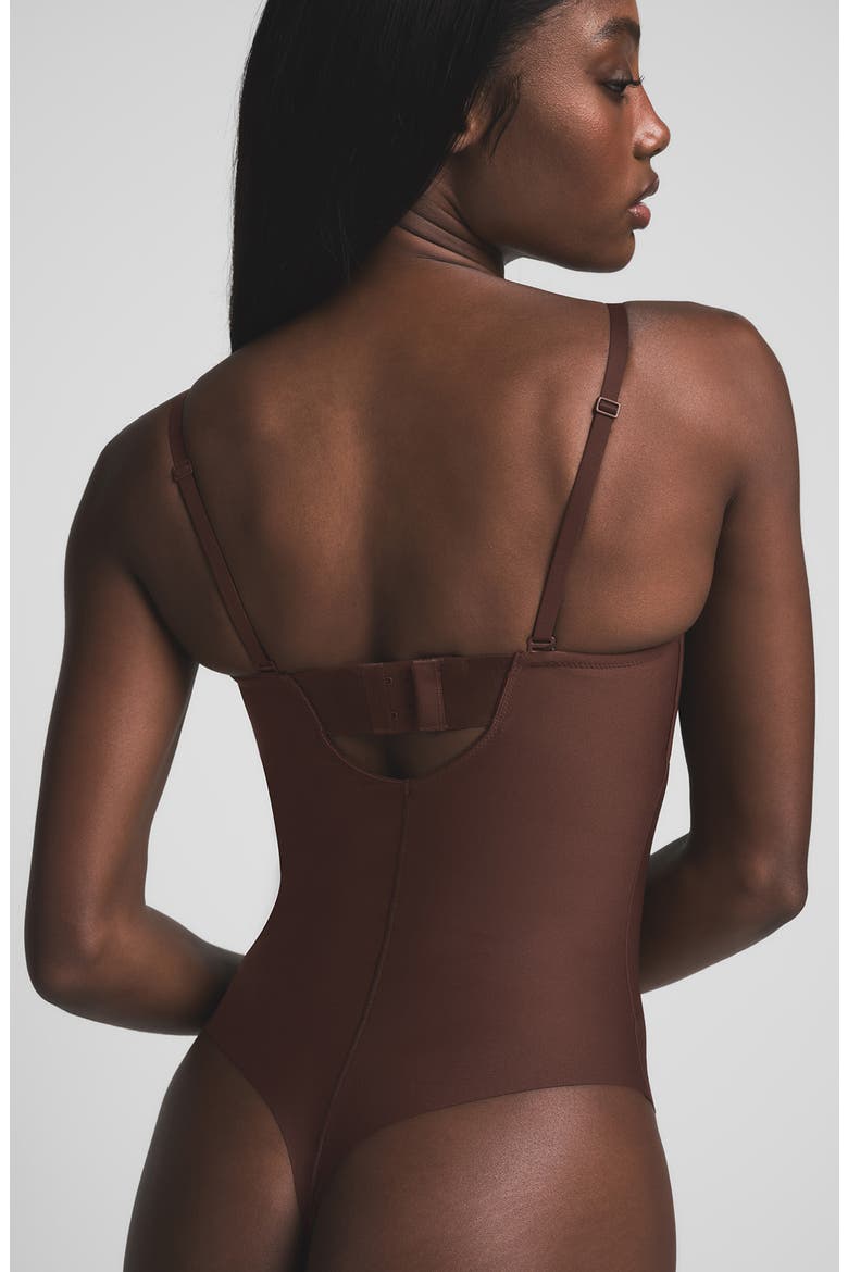Body Molded Underwire Thong Bodysuit, Alternate, color, COCOA