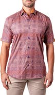Maceoo Galileo Resistance2223 Brown Short Sleeve Cotton Button-Up Shirt