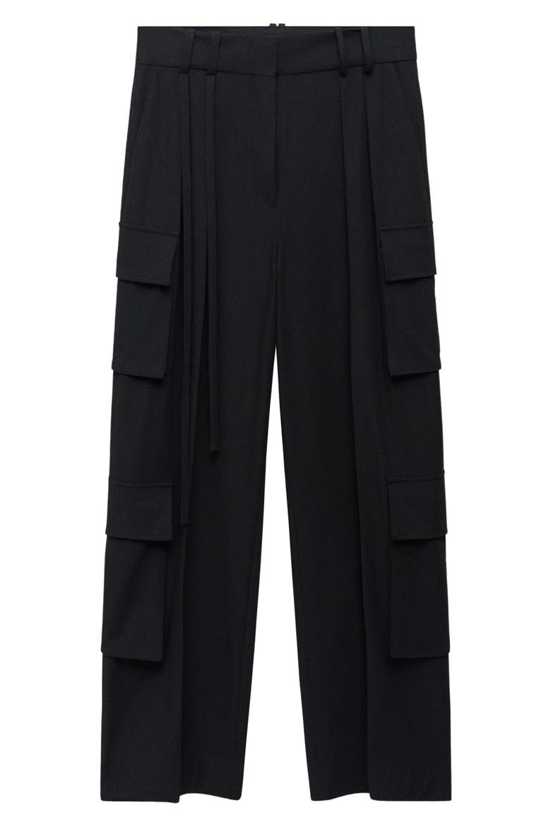 Pleated Cargo Pants, Alternate, color, BLACK