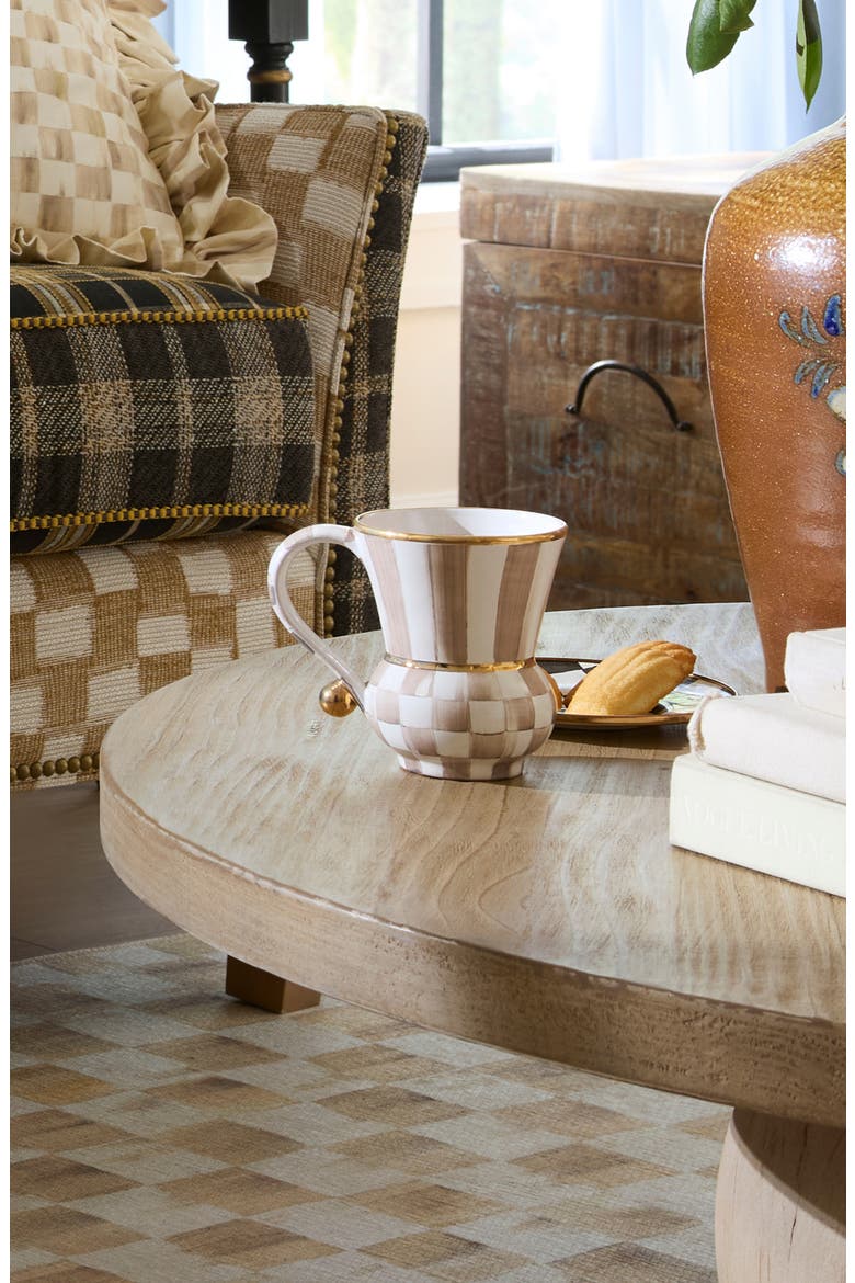 Mocha Check Ceramic Mug, Alternate, color, MOCHA