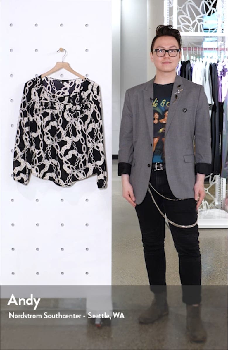 Gibson Print Ruched Long Sleeve Blouse, sales video thumbnail