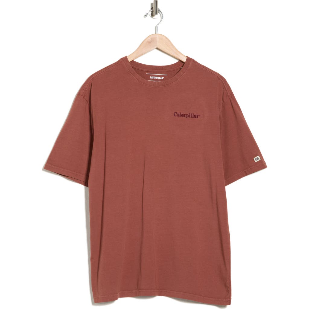 Cat Wwr Relaxed Fit Embroidered Heavyweight Cotton T-shirt In Orange
