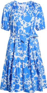 SUGARLIPS Marinelle Floral Wynette Cotton Tiered Midi Shirtdress