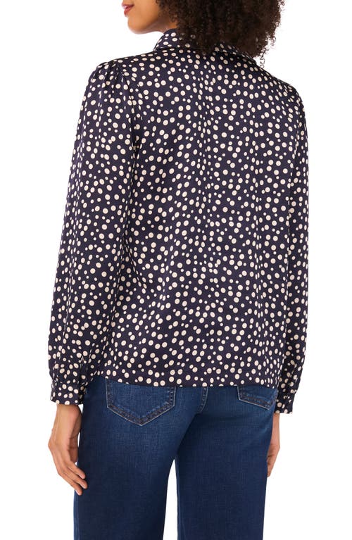 Halogen ® Polka Dot Long Sleeve Satin Top In Blue