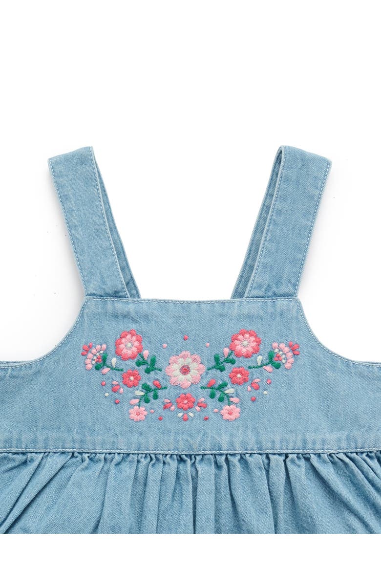 Embroidered Pinnie & Tee Set, Alternate, color, Faded Denim