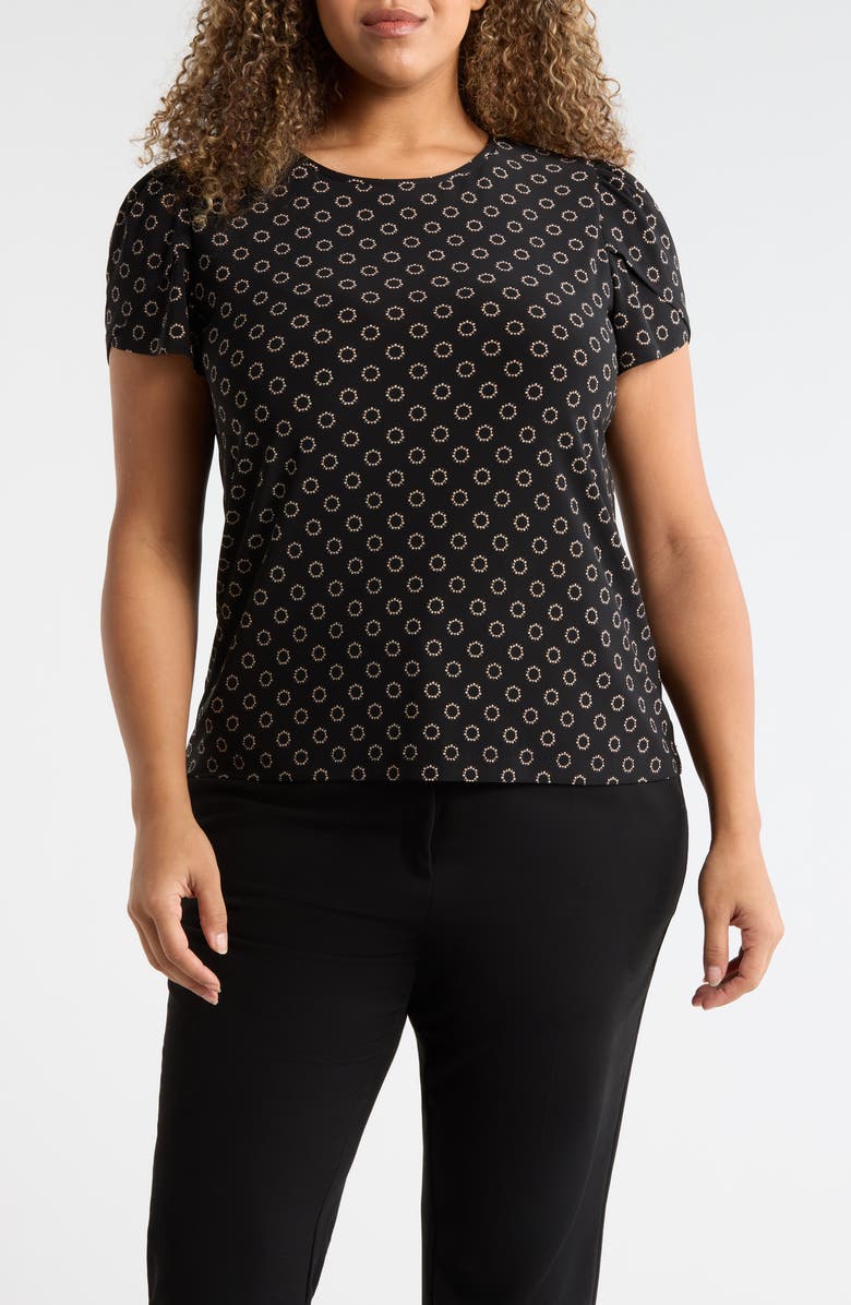 AK ANNE KLEIN Circle Print Tulip Sleeve Top, Main, color,