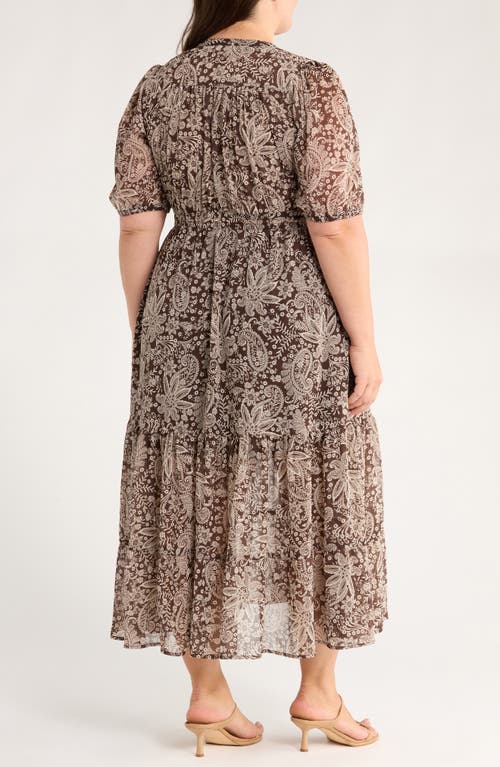 Gibsonlook Kira Print Drawstring Maxi Dress In Brown