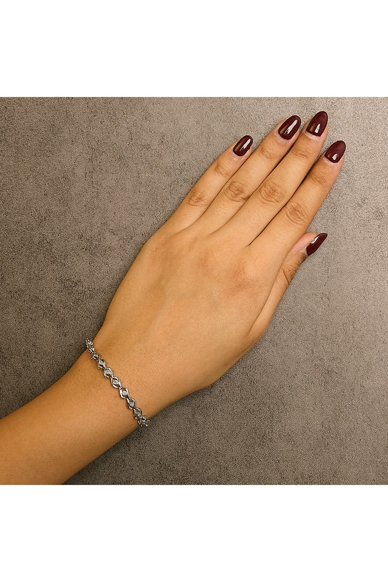 Silver 1/10 Cttw Round-Cut Diamond Links of Flame Bracelet, Alternate, color, White