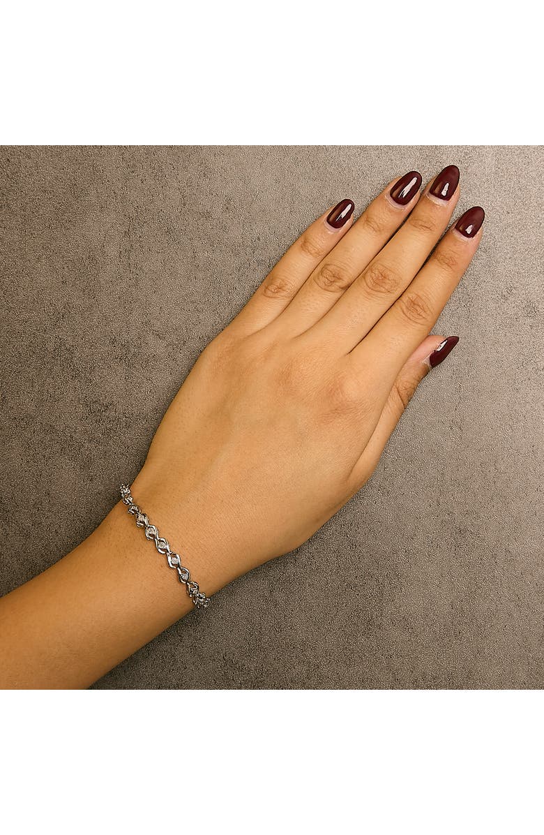 Haus of Brilliance Silver 1/10 Cttw Round-Cut Diamond Links of Flame Bracelet, Alternate, color, White