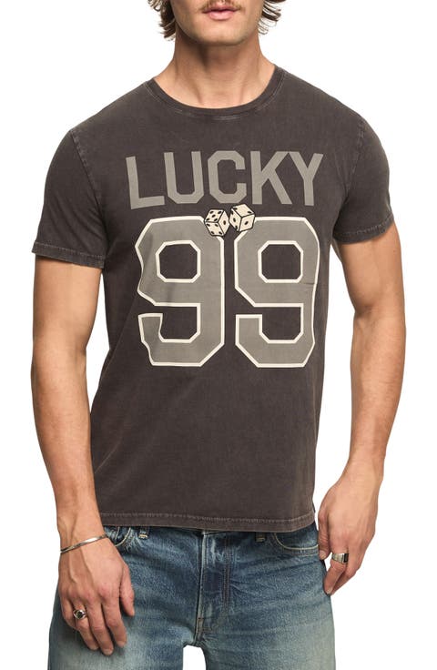 Lucky Dice Football Embroidered Graphic T-Shirt
