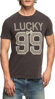 Lucky Brand Lucky Dice Football Embroidered Graphic T-Shirt