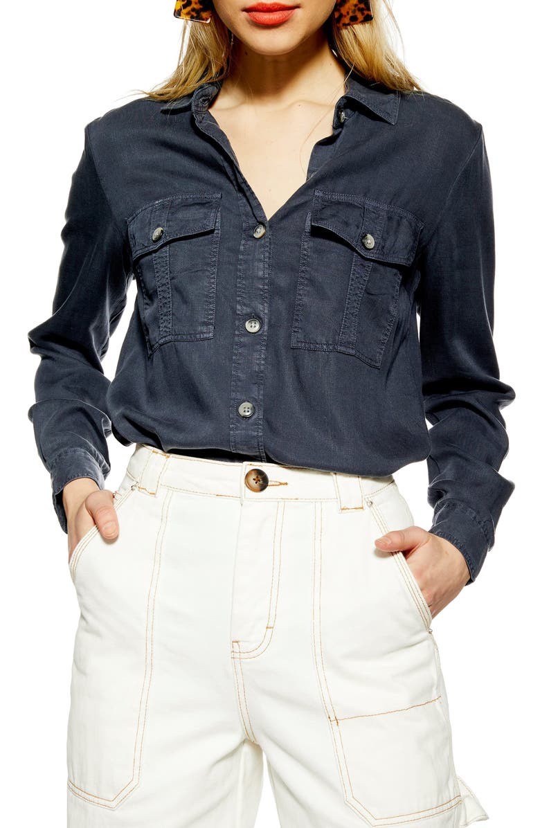 Topshop Kate Utility Shirt, Main, color, 