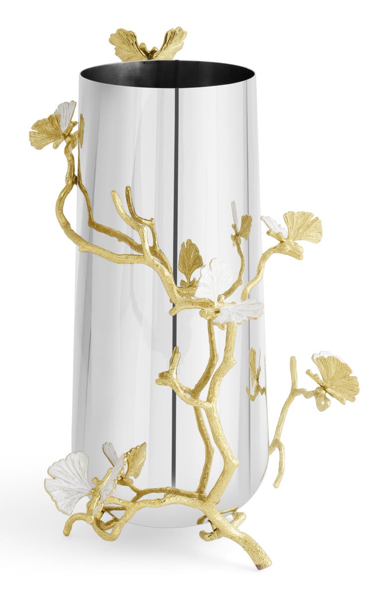Michael Aram Butterfly Ginkgo Large Vase, Main, color, Gold/ Silver
