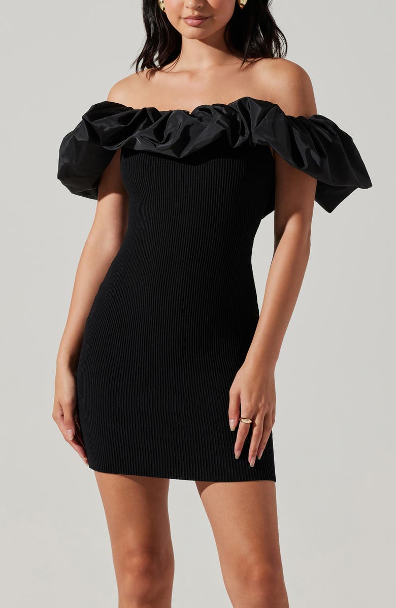 ASTR the Label Cherie Off the Shoulder Minidress, Alternate, color, Black