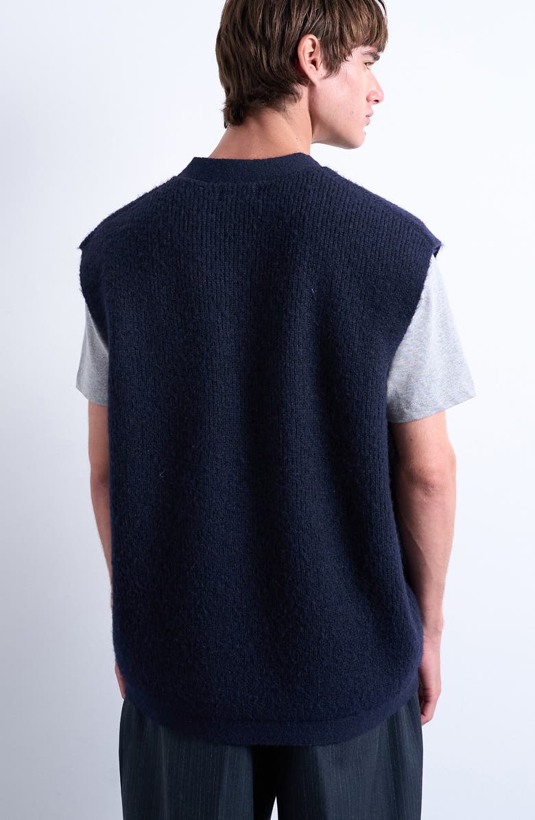 Topman Oversize Sweater Vest, Alternate, color, Navy