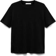 MANGO Crewneck Linen T-Shirt