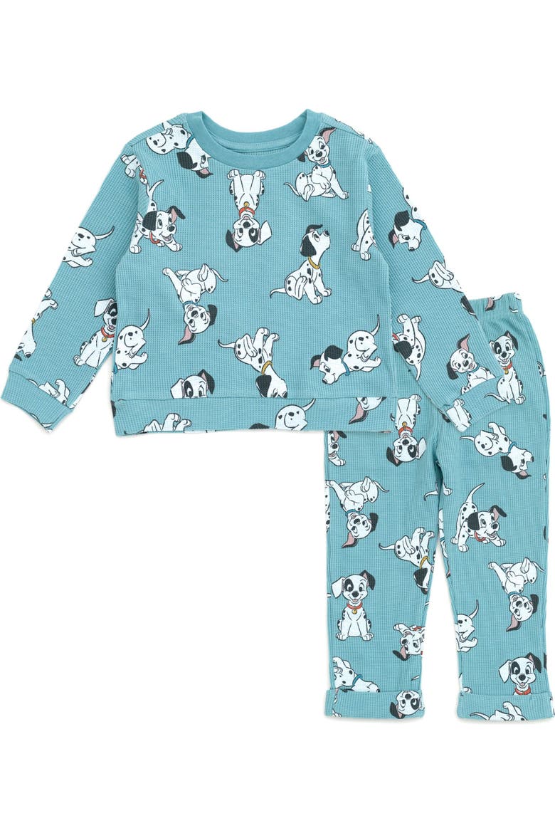 101 Dalmatians Loungewear 2-Piece Sweatshirt and Pants Set, Main, color, Dalmatians Sage Green