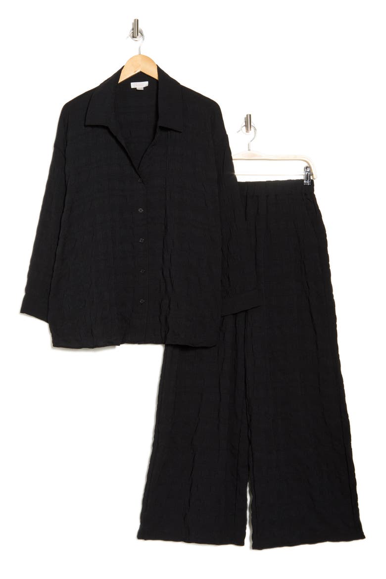 2-Piece Crinkle Cover-Up Set, Alternate, color, BLACK