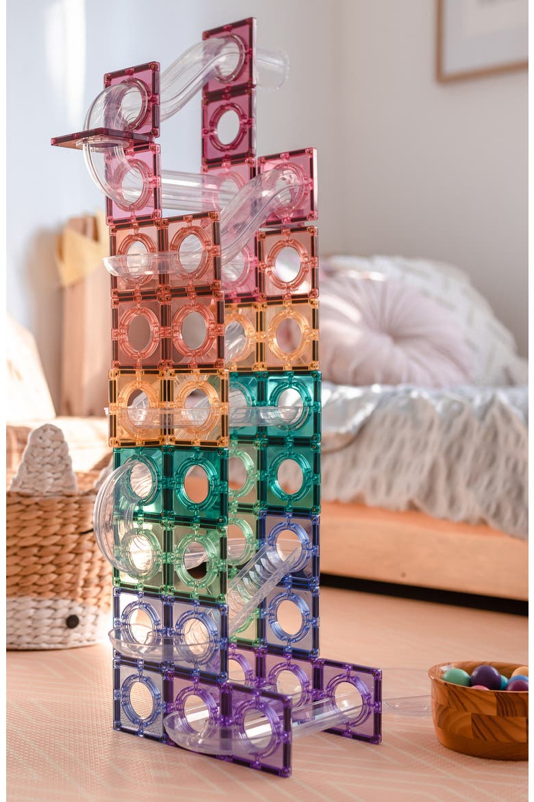 Kids' Pastel Magnetic Tiles 106-Piece Ball Run Pack, Alternate, color, PASTEL