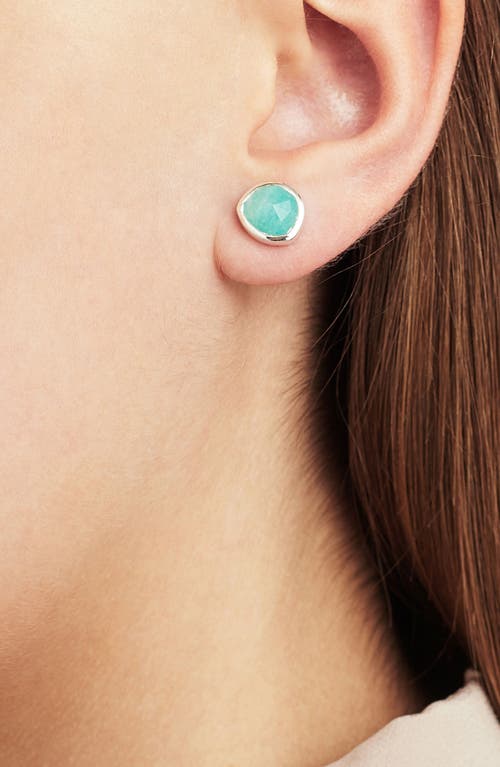Monica Vinader Siren Stud Earrings In Silver/blue Lace Agate