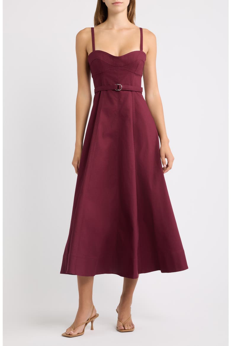 Fiona Cotton Blend Dress, Main, color, WINDSOR WINE