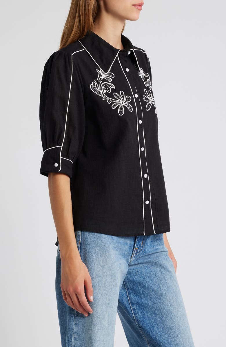 CIEBON Unna Piped Shirt, Alternate, color, Black