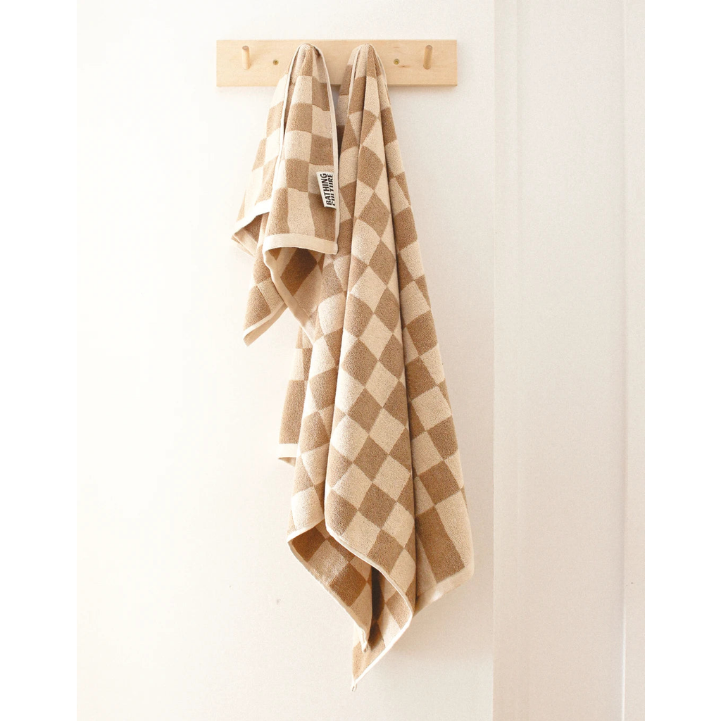 Bathing Culture Bathhouse Check Organic Towel In Oak