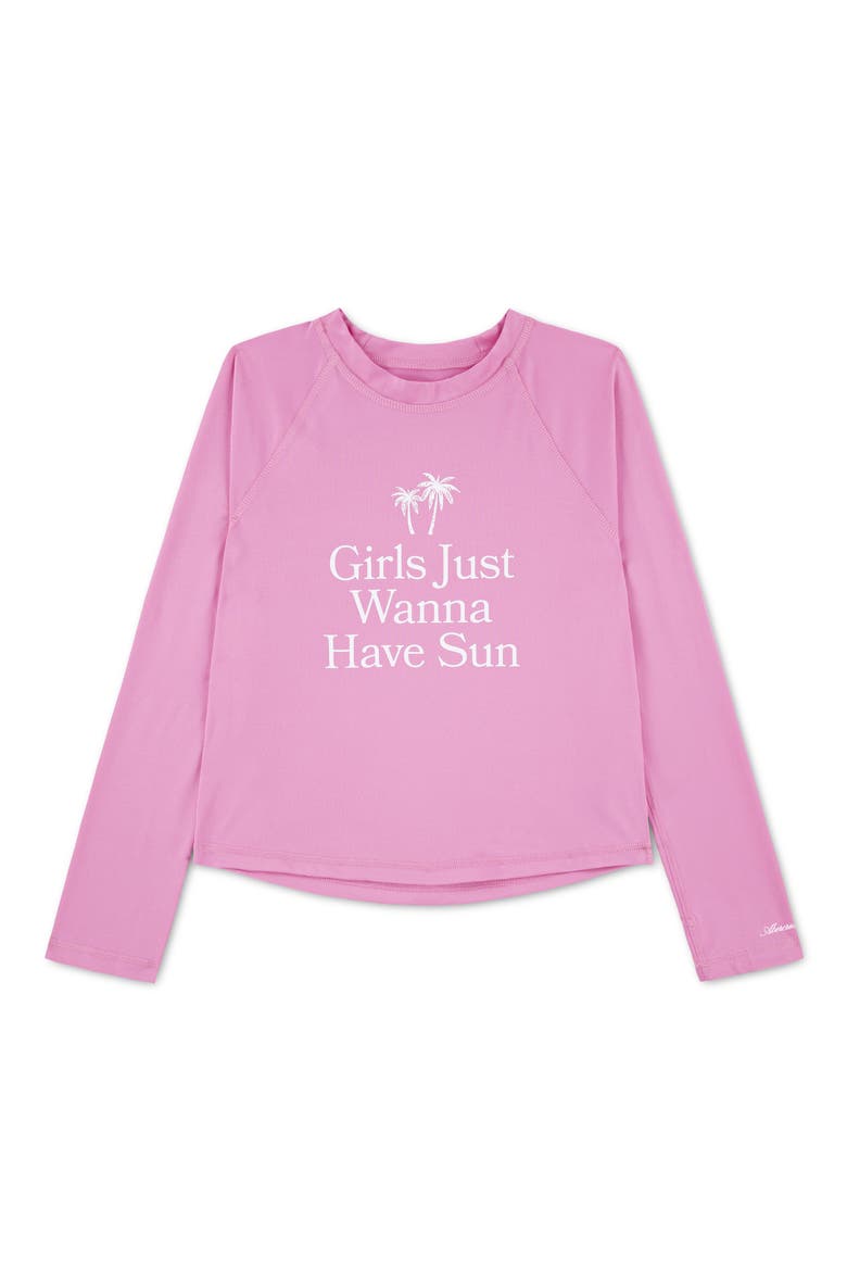 Kids' Graphic Print Long Sleeve Rashguard, Main, color, FUCHSIA PINK