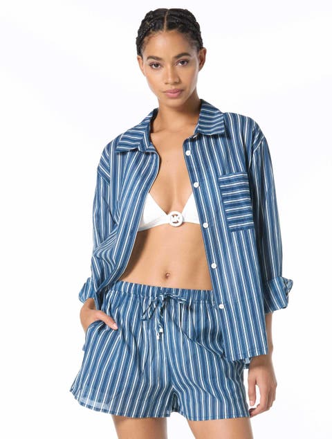 Marina Stripe Cover Up Shirt