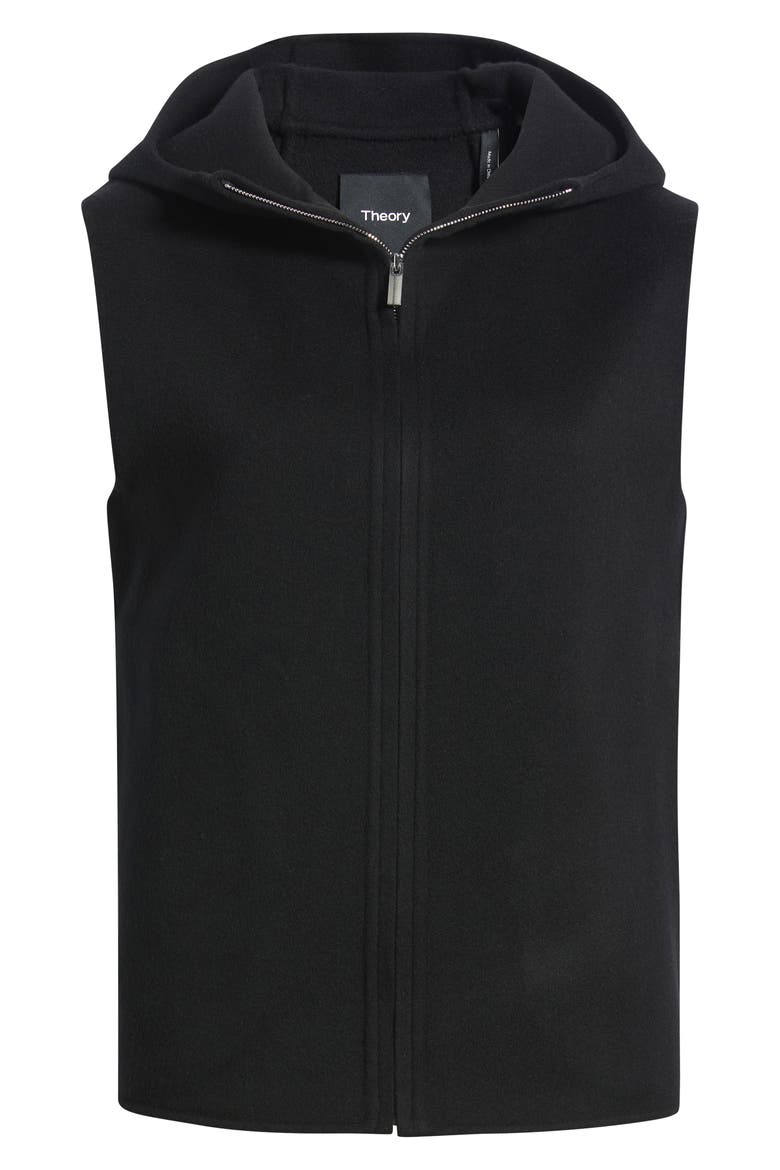Hooded Wool Blend Zip Vest, Alternate, color, BLACK - 001