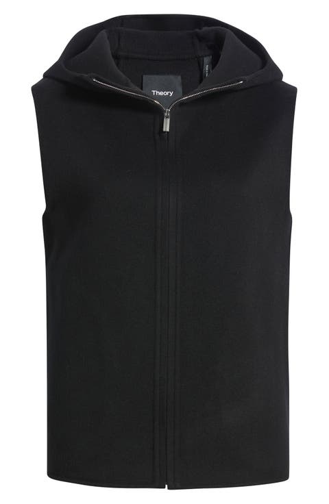 Hooded Wool Blend Zip Vest