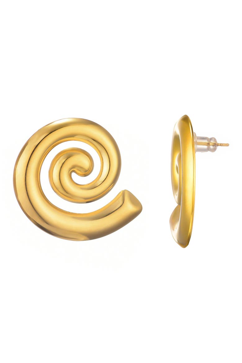 Swirl Stud Earrings, Alternate, color, GOLD