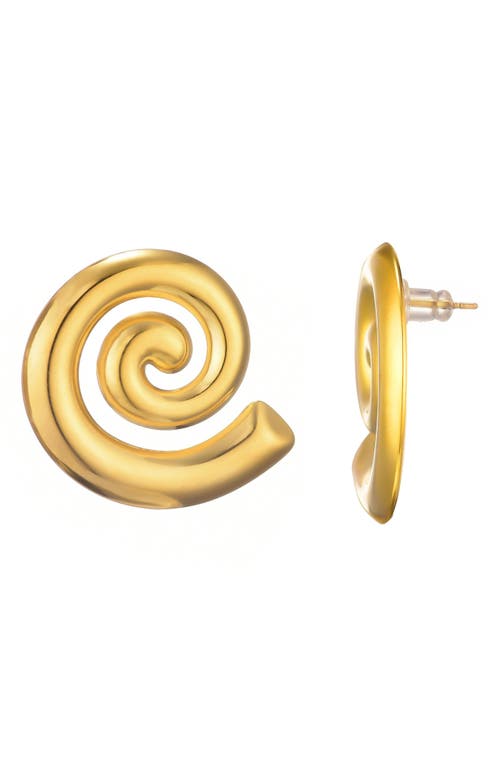 Adornia Tarnish Resistant 18k Gold Plated Swirl Statement Stud Earrings In Gold