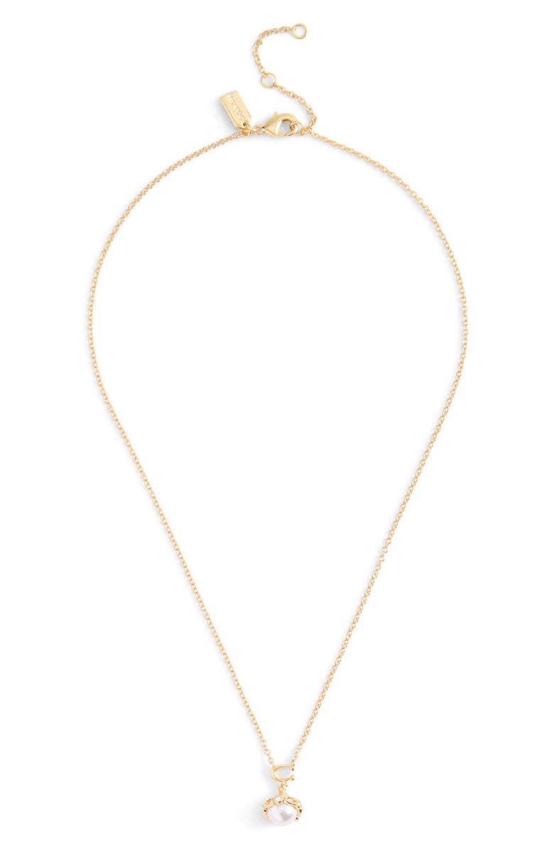 COACH Faux Pearl Pendant Necklace, Alternate, color,
