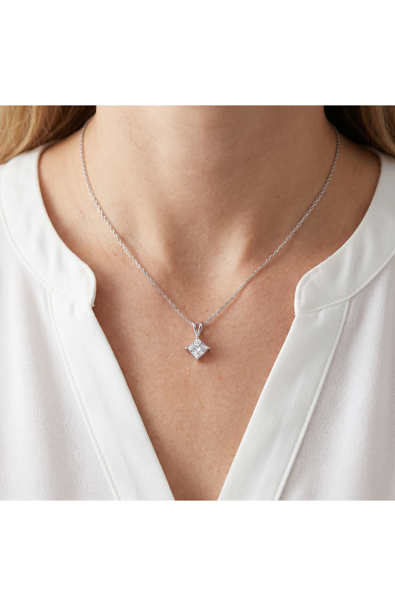Bliss Diamond 1Ct Princess Cut Diamond Solitaire Pendant 14k Gold Necklace Lab Grown, Alternate, color, 14K White Gold