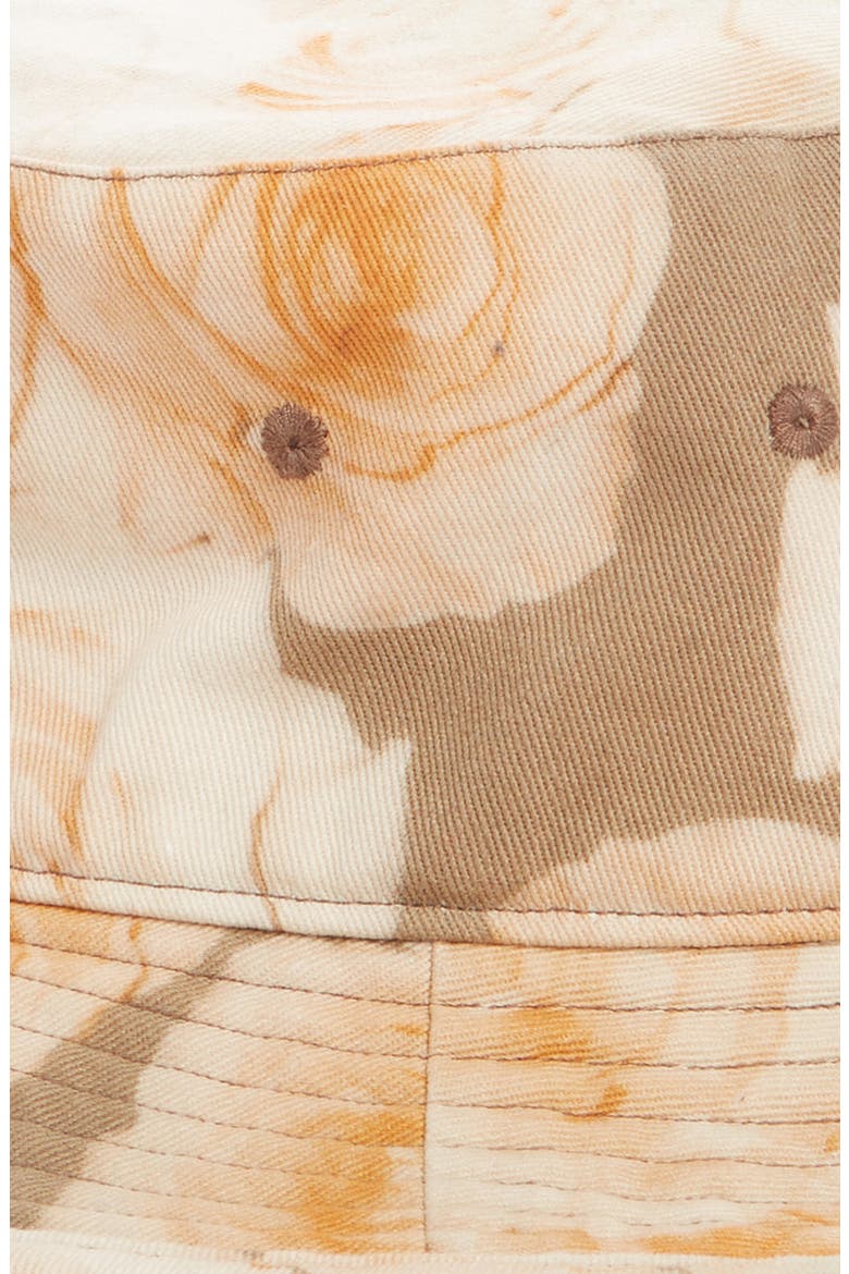 Rose Print Cotton Logo Bucket Hat, Alternate, color, PEACH ORANGE