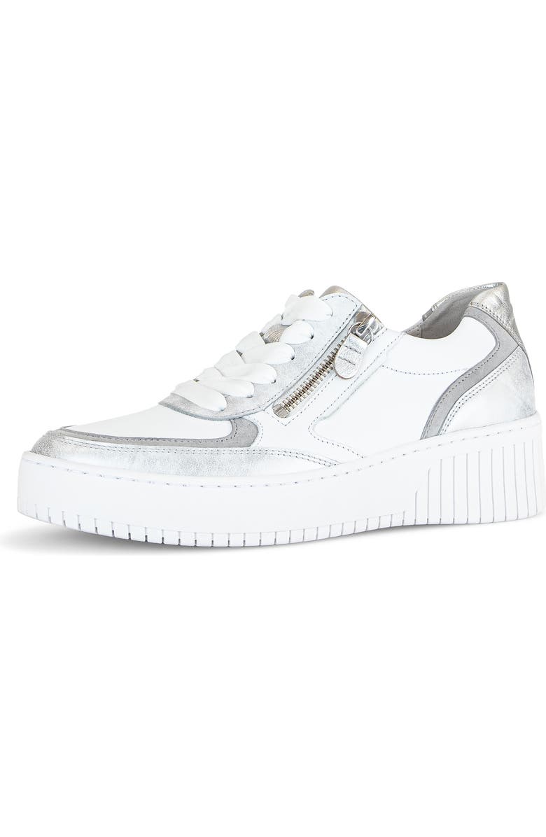 Gabor Lace-Up Platform Sneaker, Main, color, White