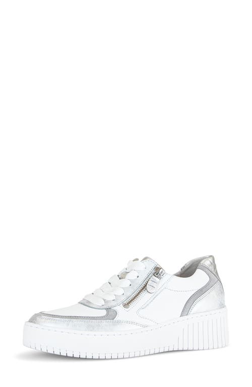 Gabor Lace-up Platform Sneaker In White