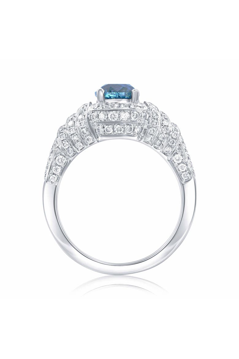 14K White Gold 1.08ct Blue Diamond & 0.81cttw Diamond Ring, Alternate, color, White Gold