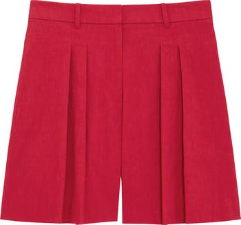 Pleated Linen Blend Shorts