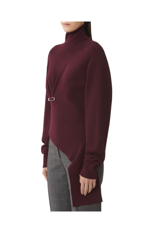Lanvin Burgundy Knit Wool-cashmere Sweater With Asymmetrical Hem In Brown